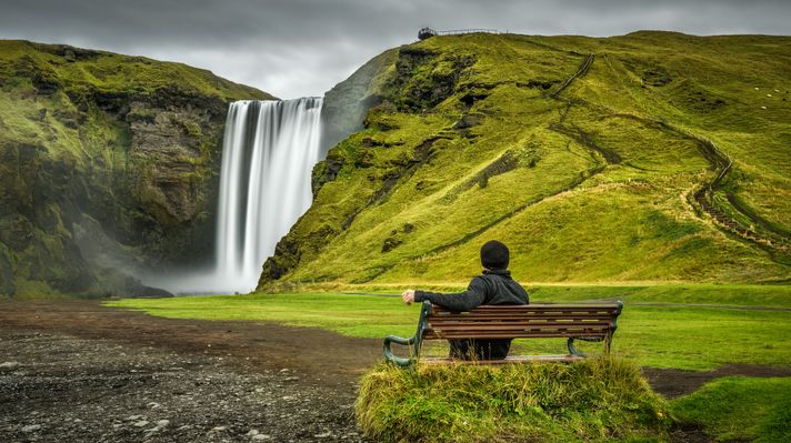 Skogafoss, possibly the most famous waterfall along Iceland's Ring Road.