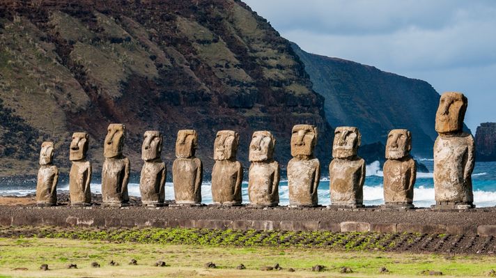 Moai statues at Easter Island in Chile.
