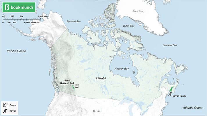 An overview map of water activities in Canada