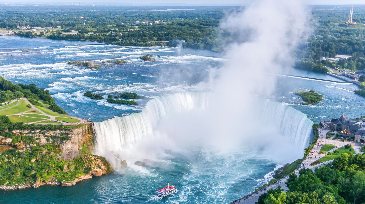 Niagara Falls is a group of three waterfalls known for its beauty in Canada