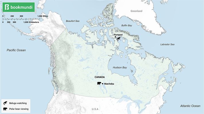 An overview map of animal sightseeing in Canada