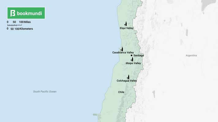 Wine destinations in Chile map