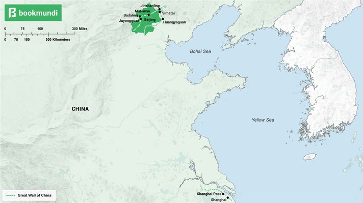 An overview map of Great Wall of China An overview map of Great Wall of China