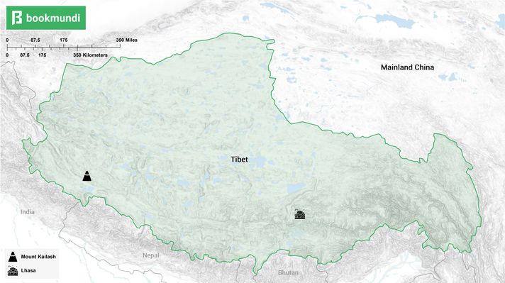 An overview map of Mount Kailash in Tibet, China An overview map of Mount Kailash in Tibet, China