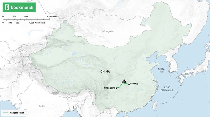 An overview map of Yangtze River cruise An overview map of Yangtze River cruise
