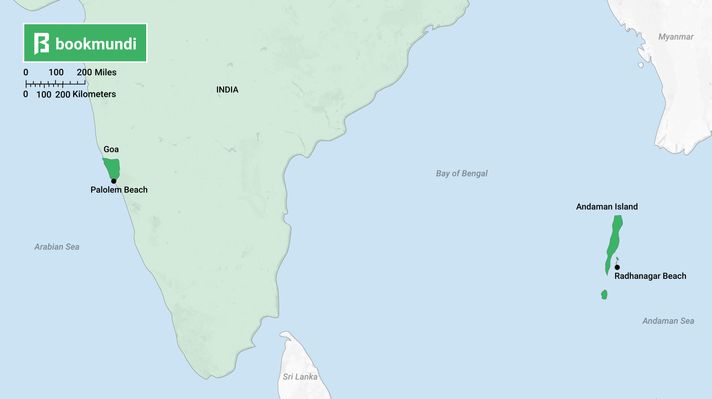 An overview map of beaches in India Beaches in India