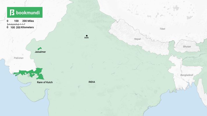 An overview map of camel safari destinations in India Camel Safari in India