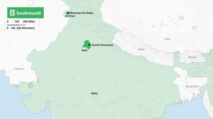 An overview map of recommended places to eat in India Food restaurants in India