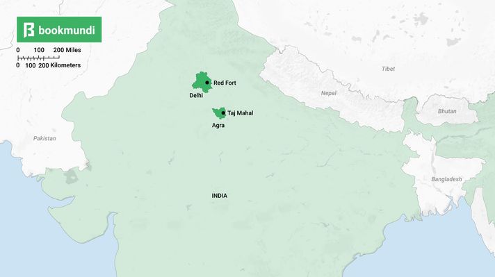 An overview map of historic sites in India Historic sites in India