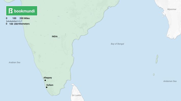 An overview map of recommended backwaters in Kerala Kerala Backwaters is one of the best things to do in India