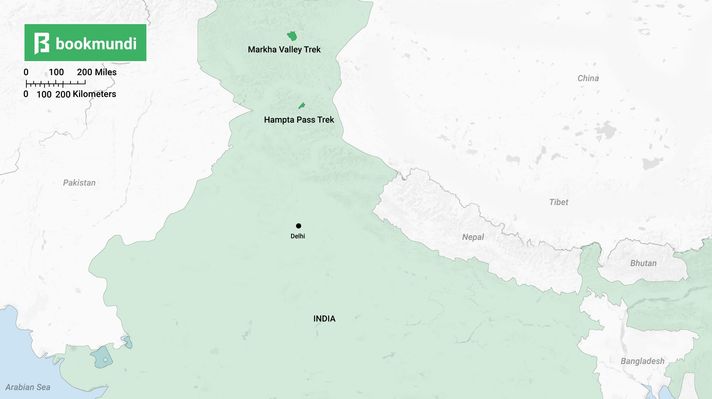 An overview map of best treks in India Trekking in India