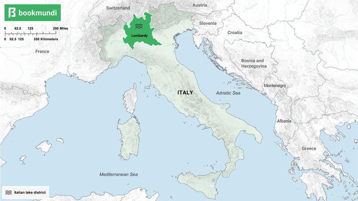 An overview map of the Italian Lake District.