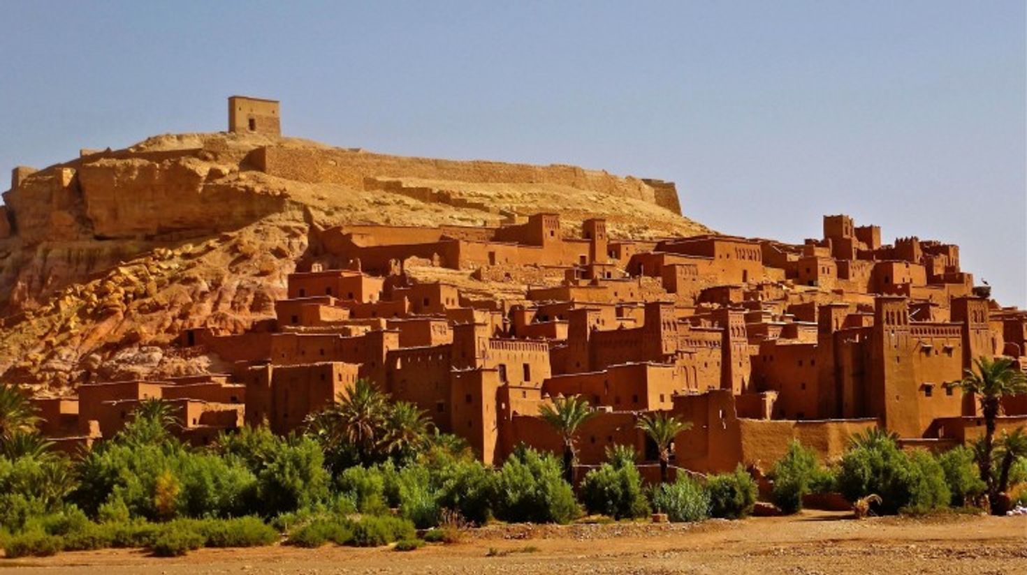 The view of Ait Benhaddou on a clear day.