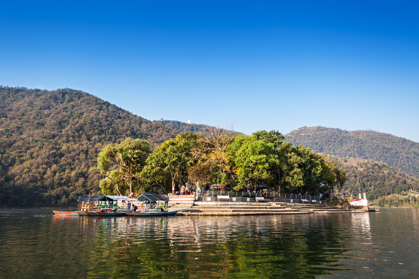An island in the middle of the lake in Pokhara