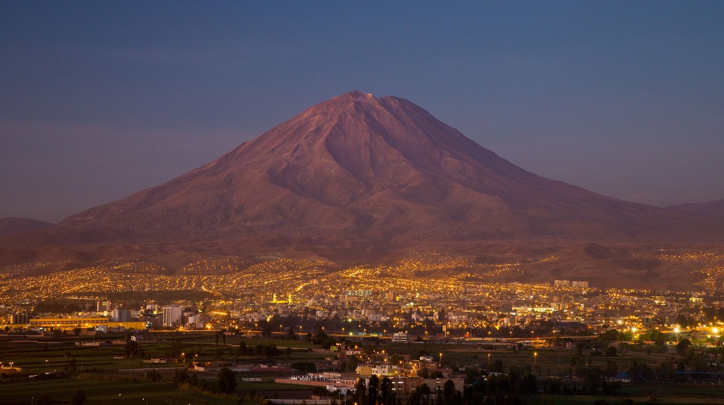 Evening view of Misti Volcano