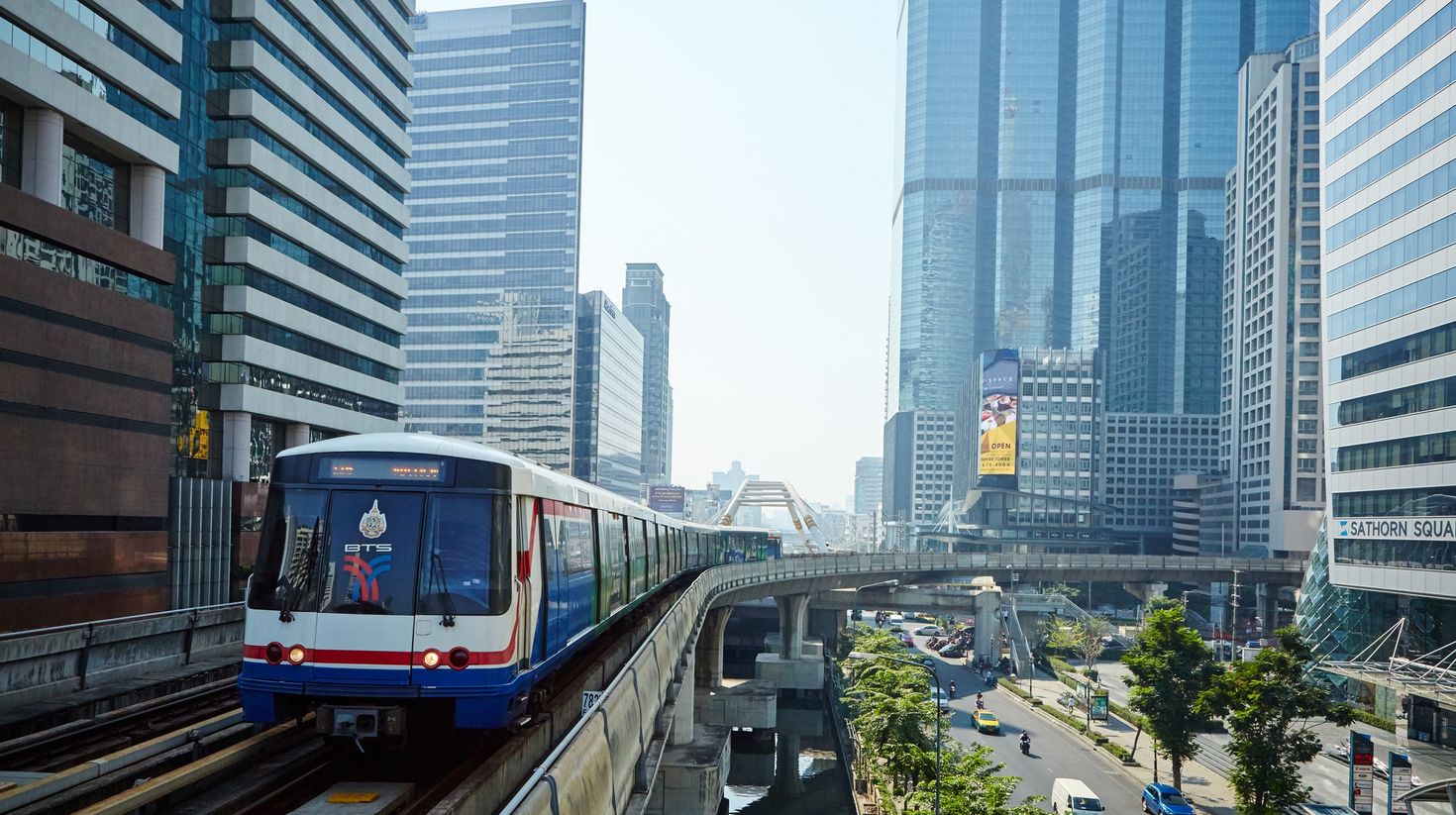 The Bangkok Mass Transit System, an elevated rapid transit system in Bangkok, Thailand.