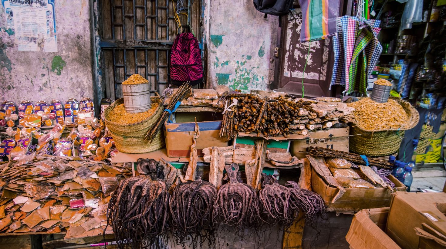 Seafood and spice market in Zanzibar.