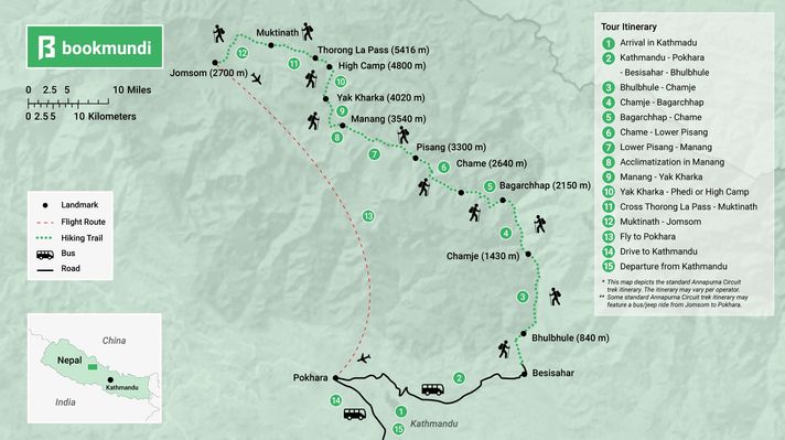 Annapurna Circuit trek map