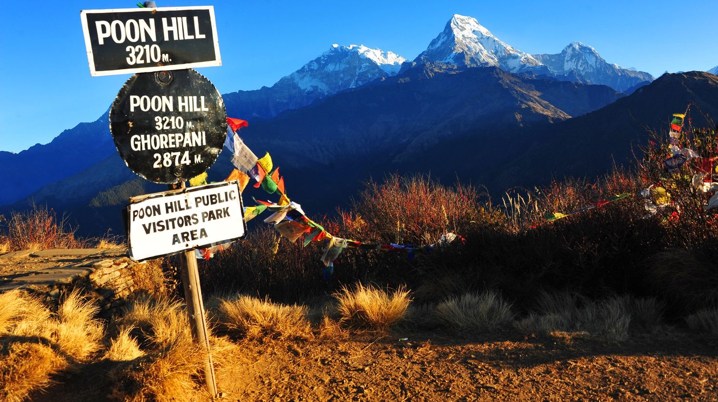 Beautiful view of Annapurna South from atop Poonhill which you can see while trekking in Nepal.