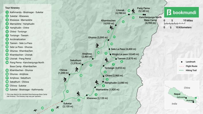 Kanchenjunga Base Camp trek map
