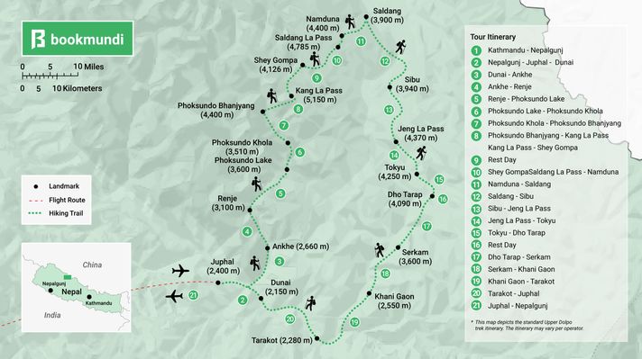 Upper Dolpo Trek map