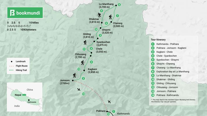 Upper Mustang Trek map