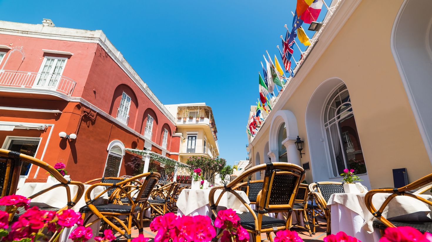 One of many cute cafes on the street of capri.