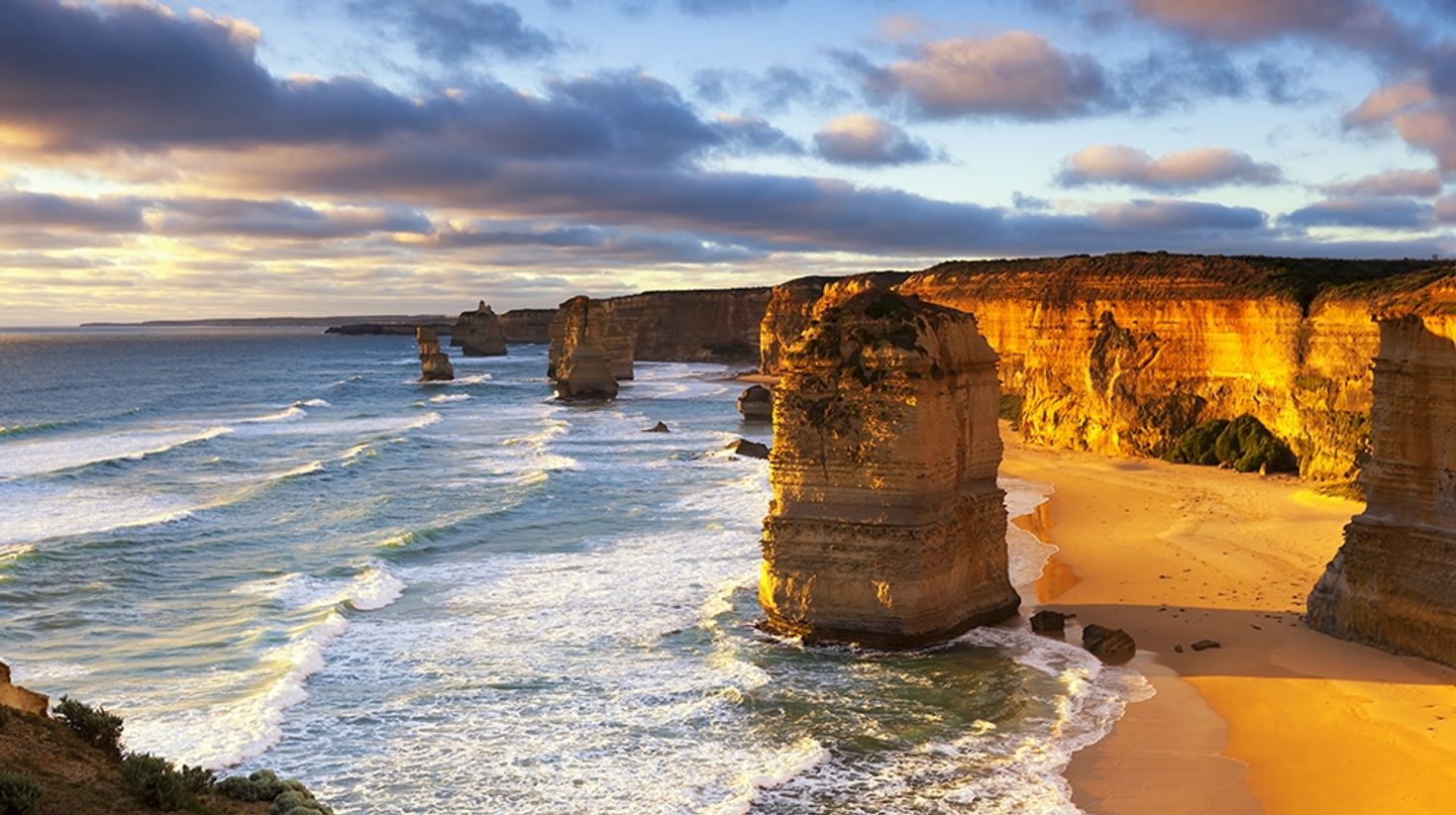 Twelve Apostles in Great Ocean Road at Sunset