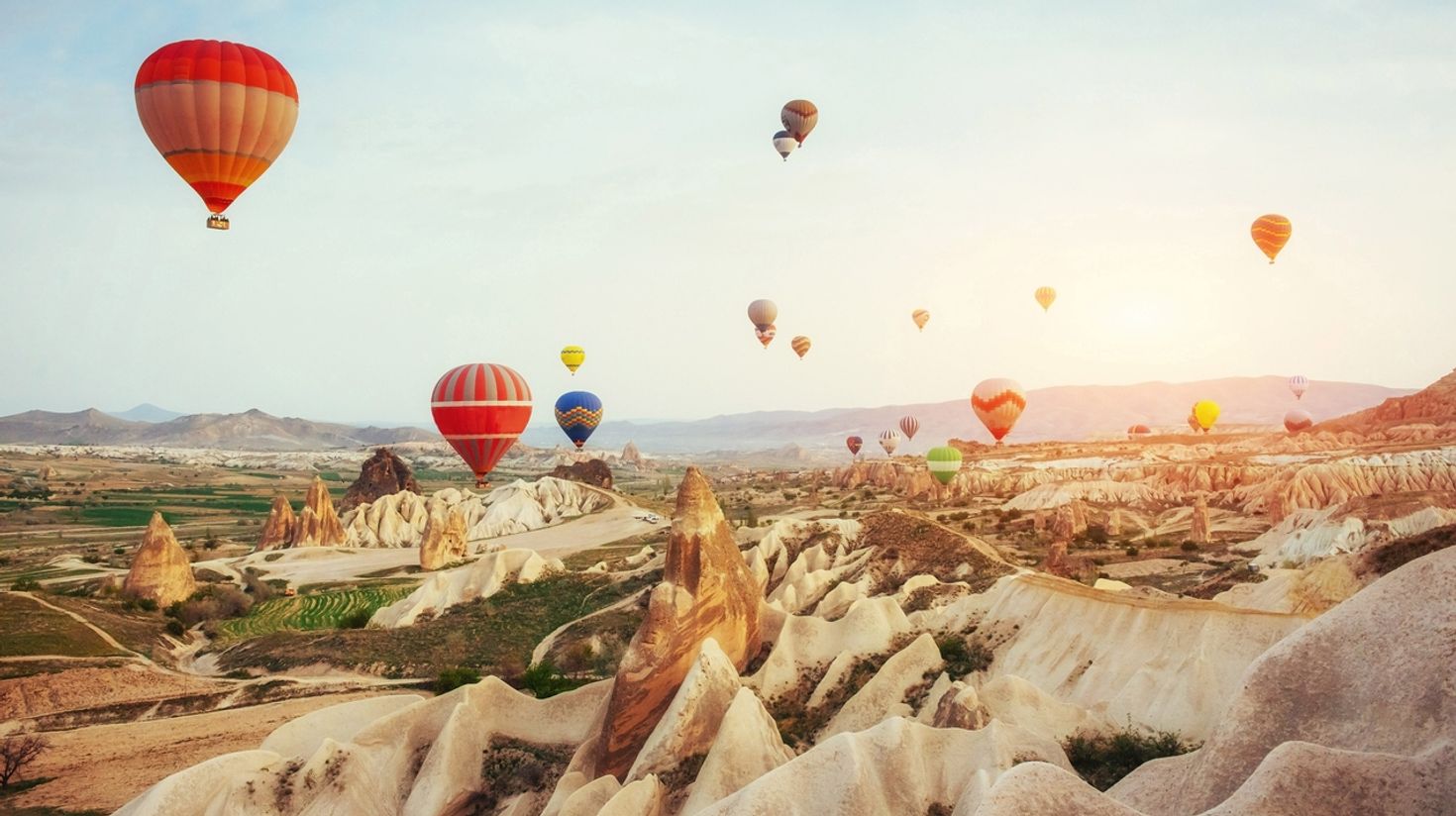 Hot air balloon rise in Cappadocia.