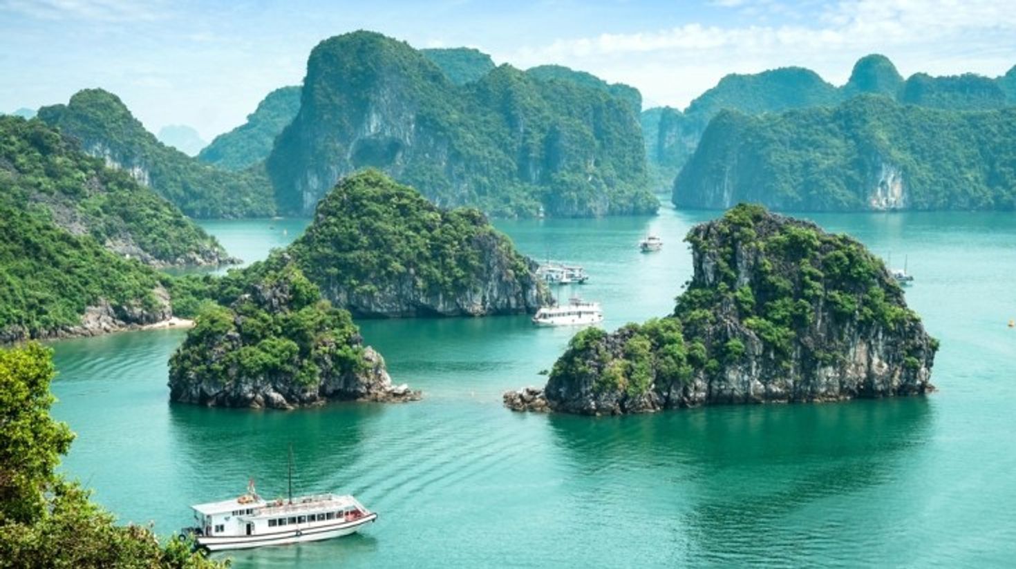 Cruise boats on Halong Bay, one of the best places to visit in Vietnam.