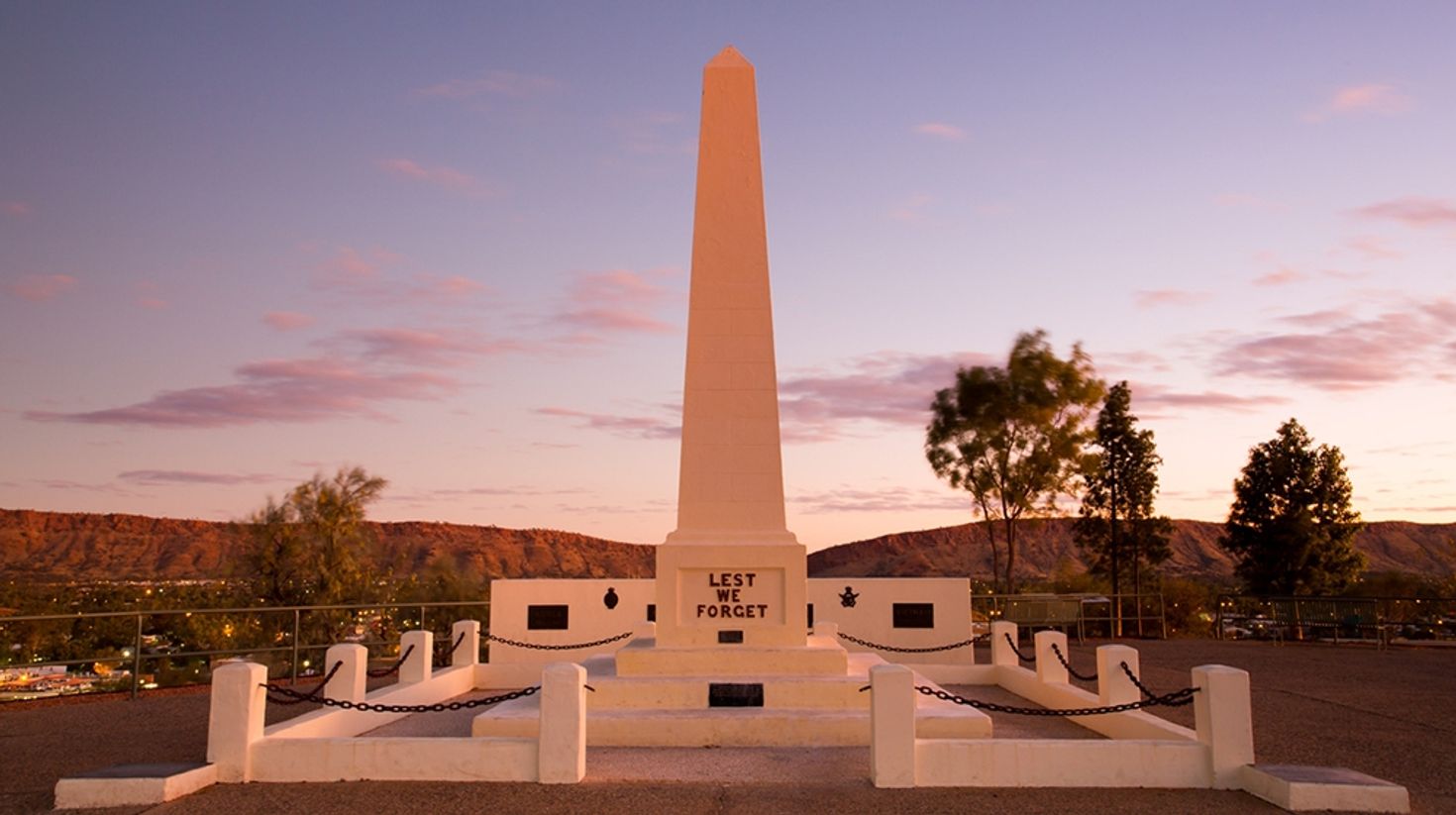 A visit to the Anzac Hill provides scenic views of Alice Springs.
