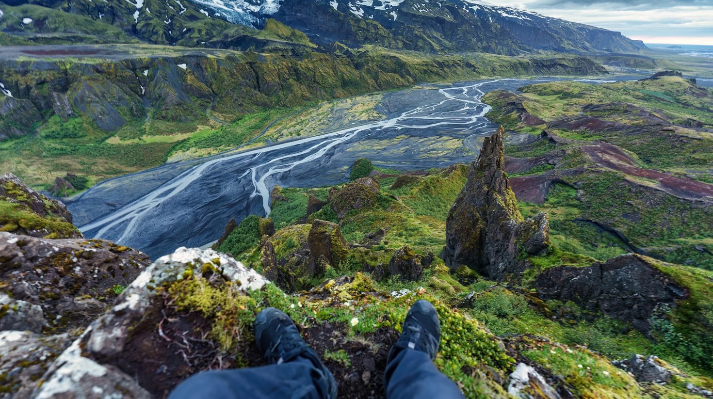 Shot of volcanic mountains in Thorsmork taken by a hiker.