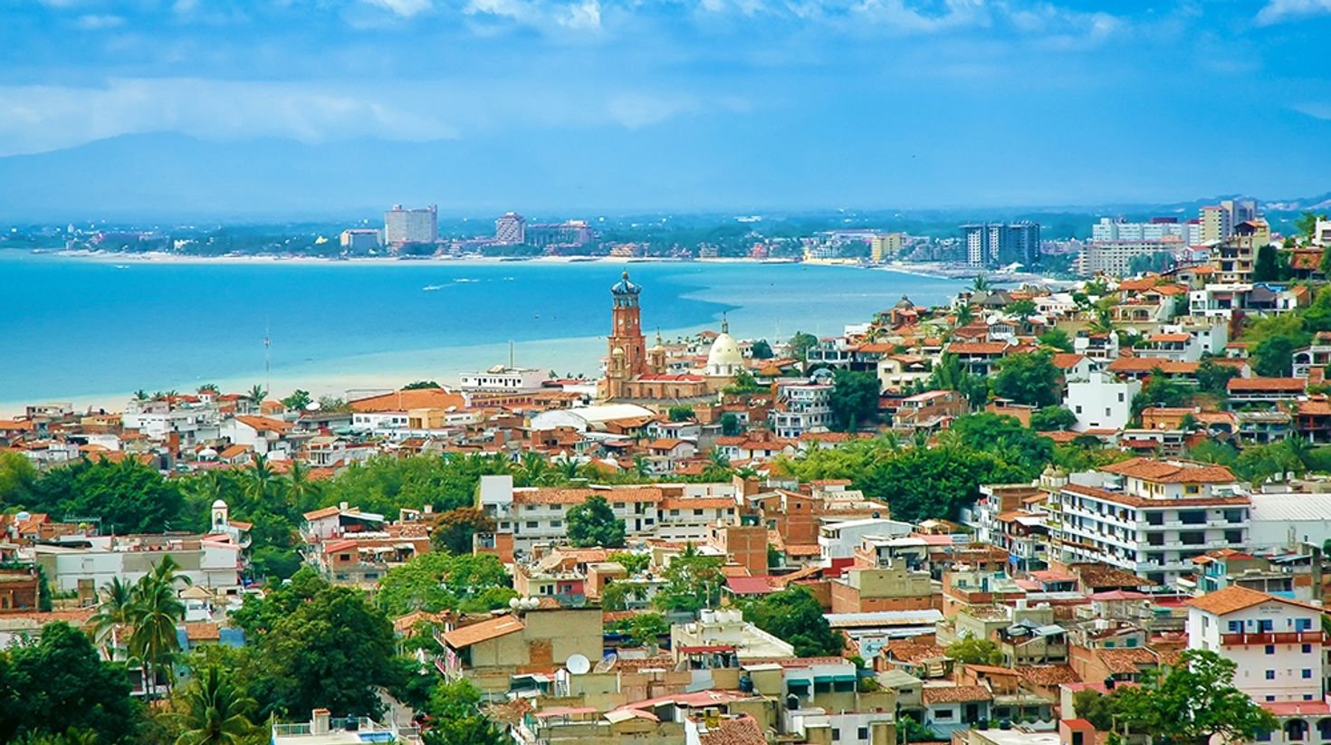 Aerial view of Puerto Vallarata city in Mexico.