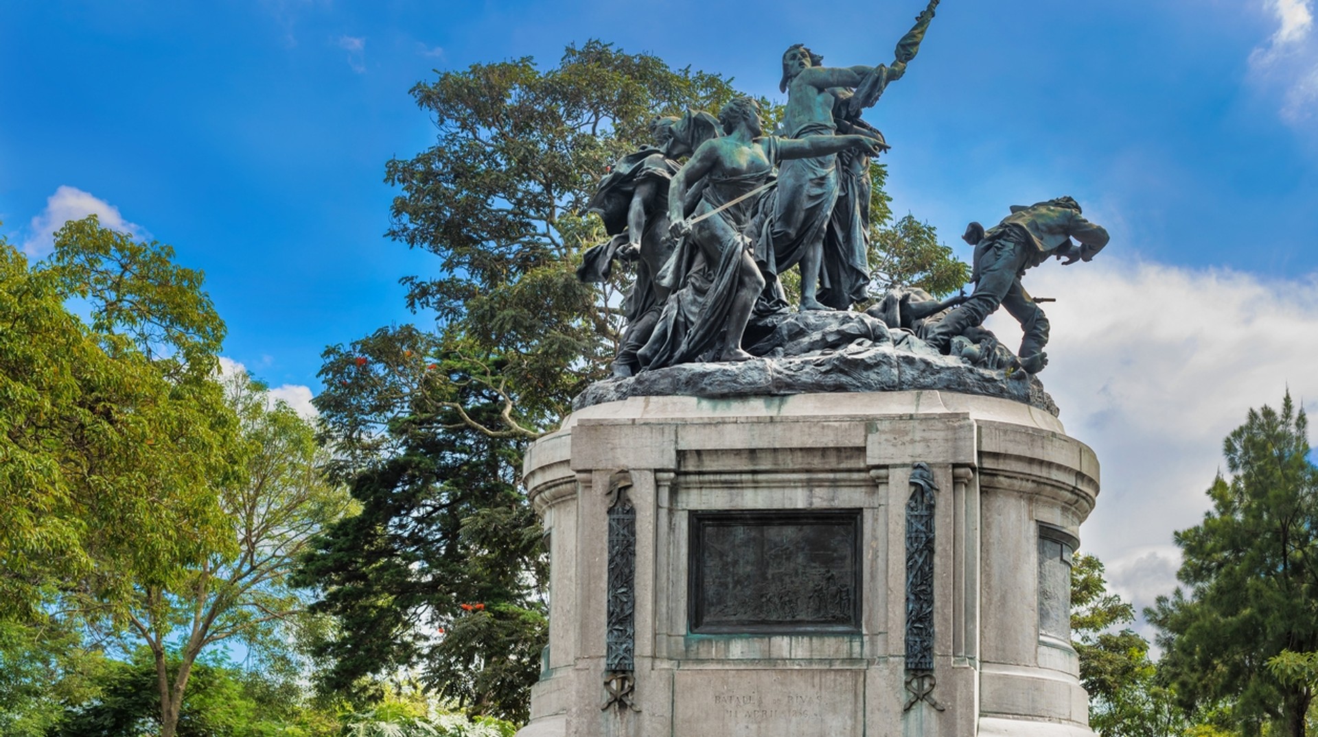 The National Monument in San Jose, capital of Costa Rica. The National Monument of Costa Rica is situated in the center of National Park.