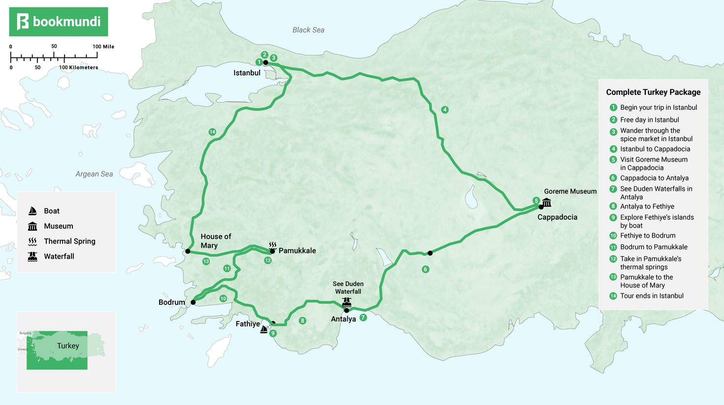 Map of Complete Turkey Package.