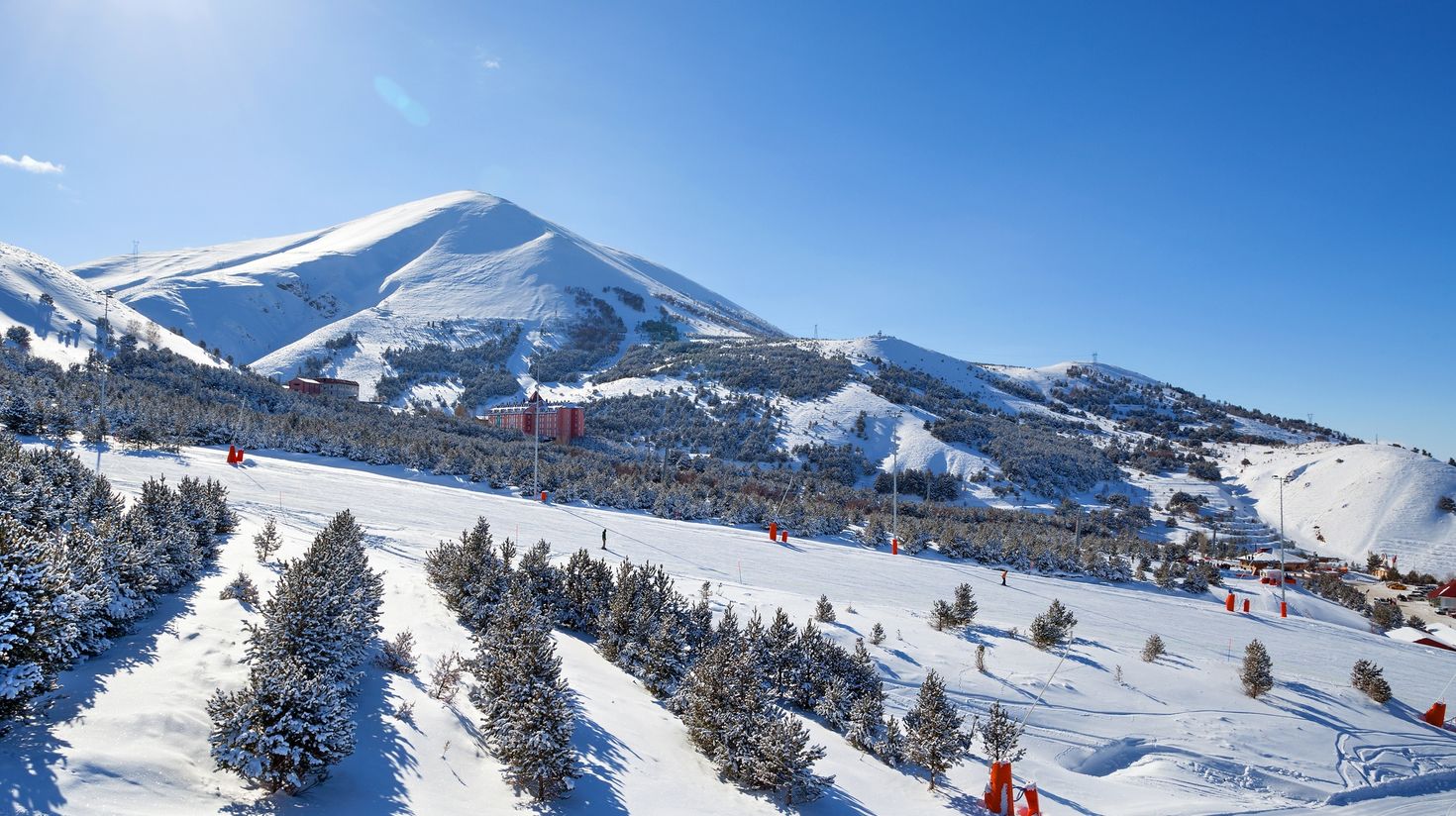 Mountain skiing and snowboarding in Erzurum, Turkey in January.
