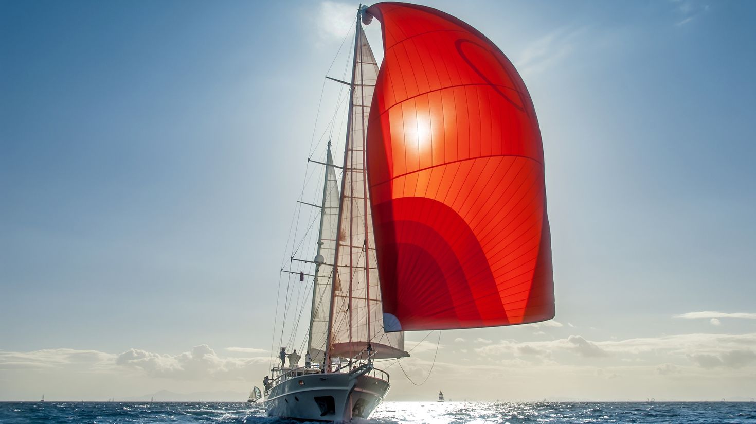 A boat with red sail in Bodrum