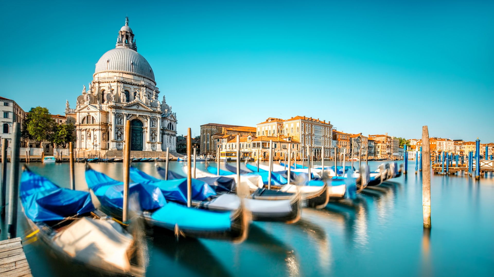 Boating in Grand Canal before heading from Venice to Naples.