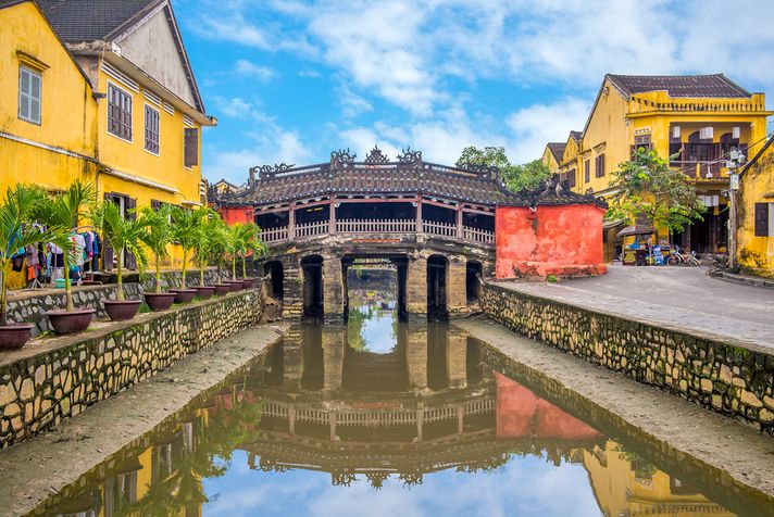 Historical site with bridge in Hoi An.