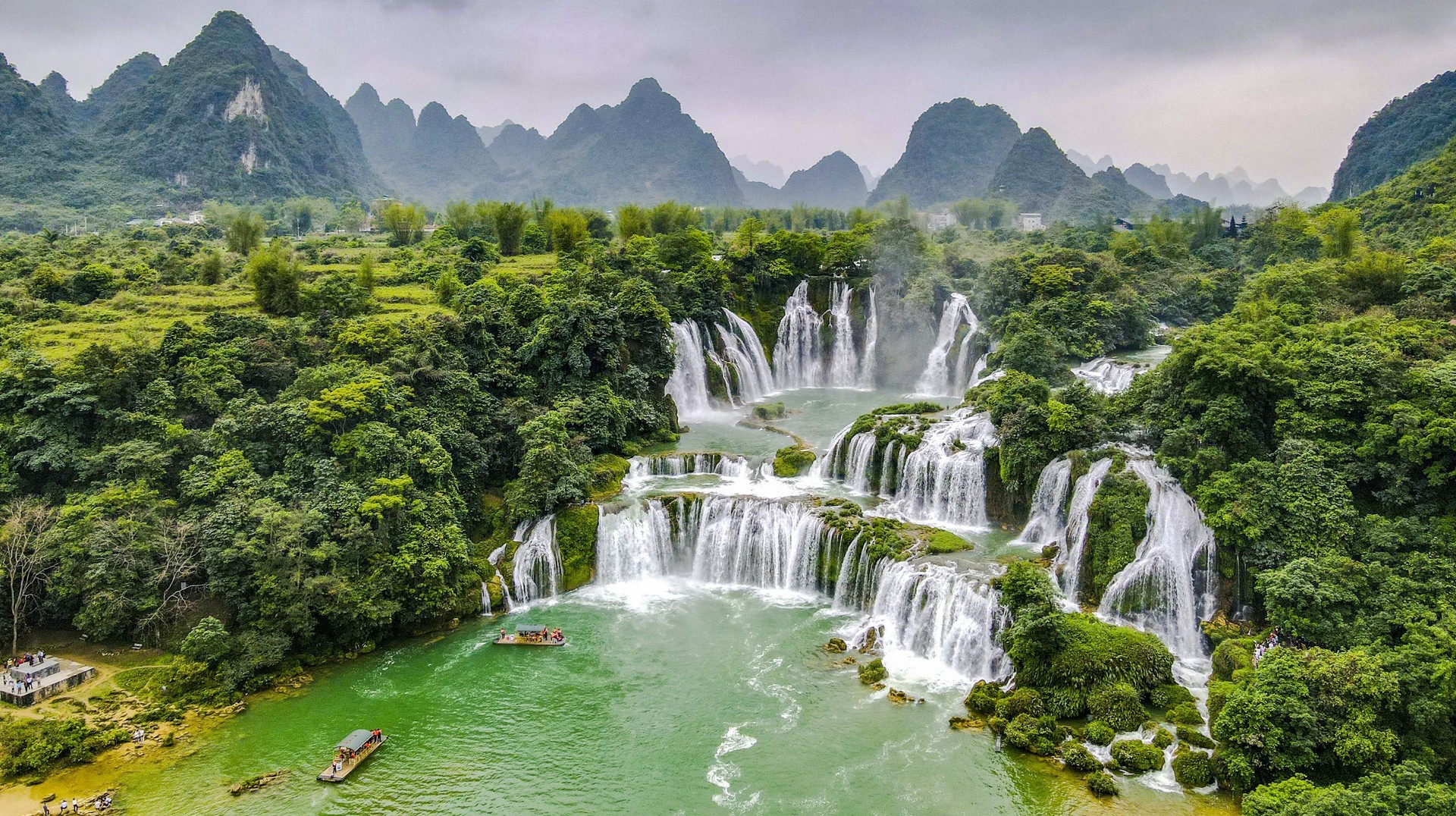 Get an aerial view of Ban Gioc Waterfall while spending 6 days in Vietnam.