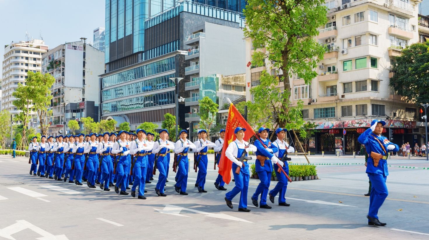 See parades during Reunification Day in Vietnam in April.