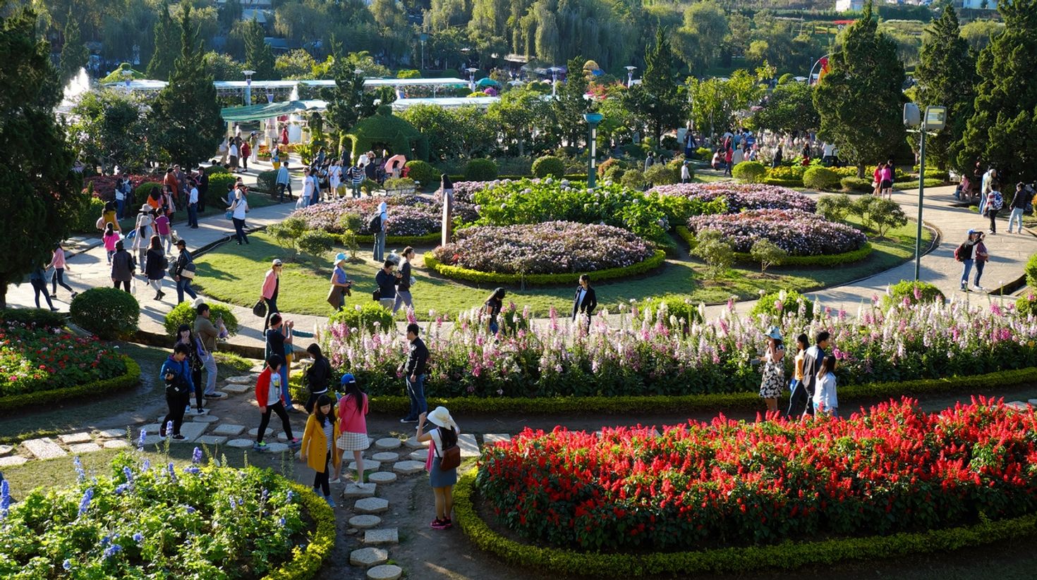 A crowded scene during Da Lat Flower Festival in Vietnam in January.