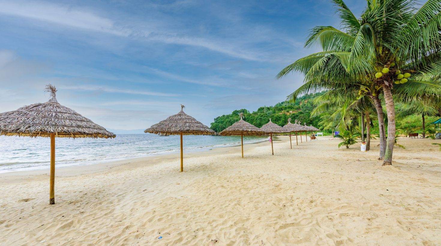 A tropical coastal scenery of a Vietnamese beach.