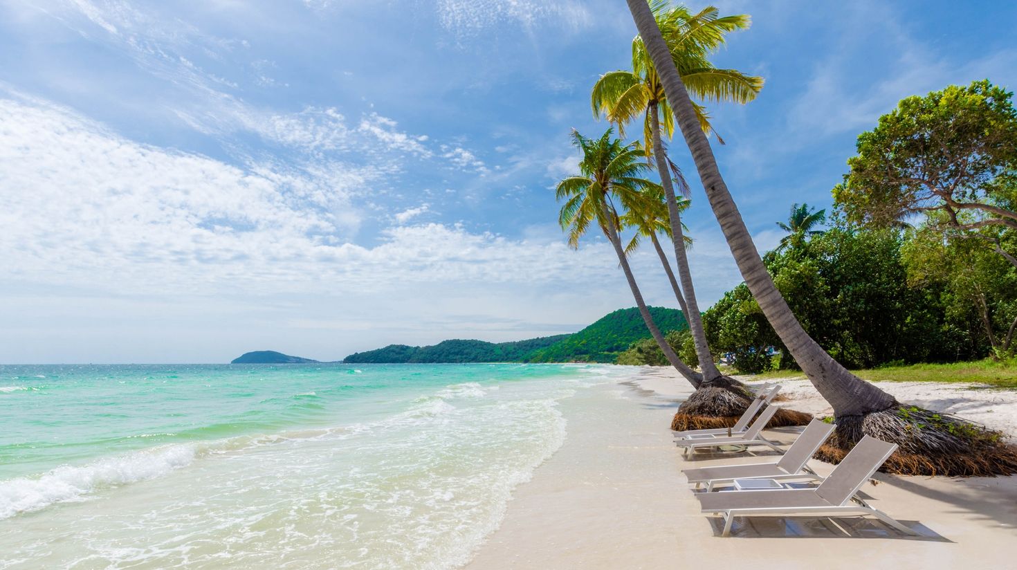 You could relax in White Sao Beach in Phu Quoc in Vietnam in July.