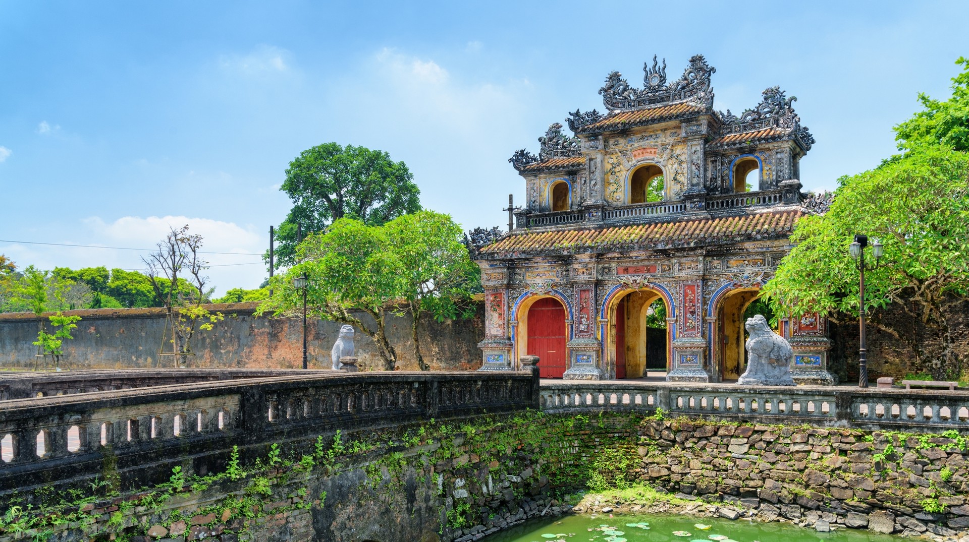 If you are traveling on a budget, a trip to Vietnam in October is a great option. A wonderful view of the Hien Nhon Gate on a sunny day in Vietnam in October.