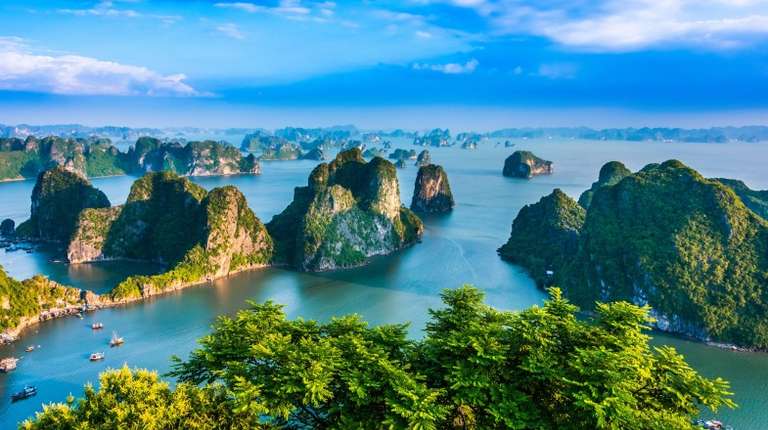 A panoramic view of Ha Long Bay, Vietnam in September.