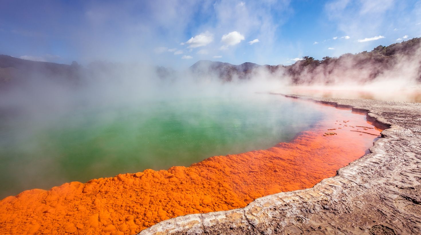 A must-visit, Champagne Pool is a prominent geothermal area in New Zealand.