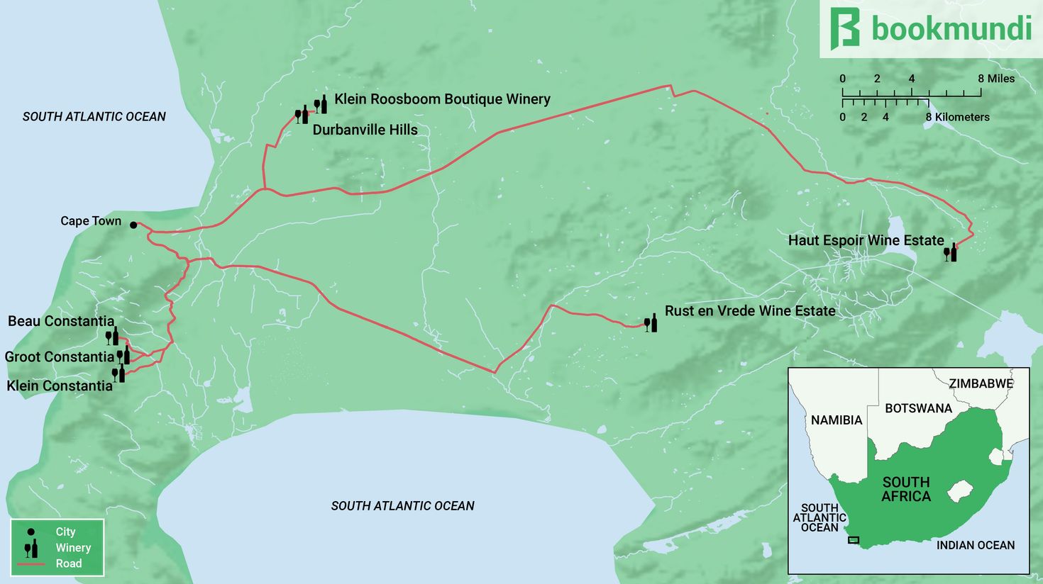 Map of Wine Tasting in Cape Town