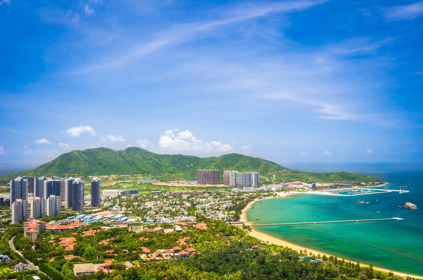 The sunny coastline of Sanya in China during winter