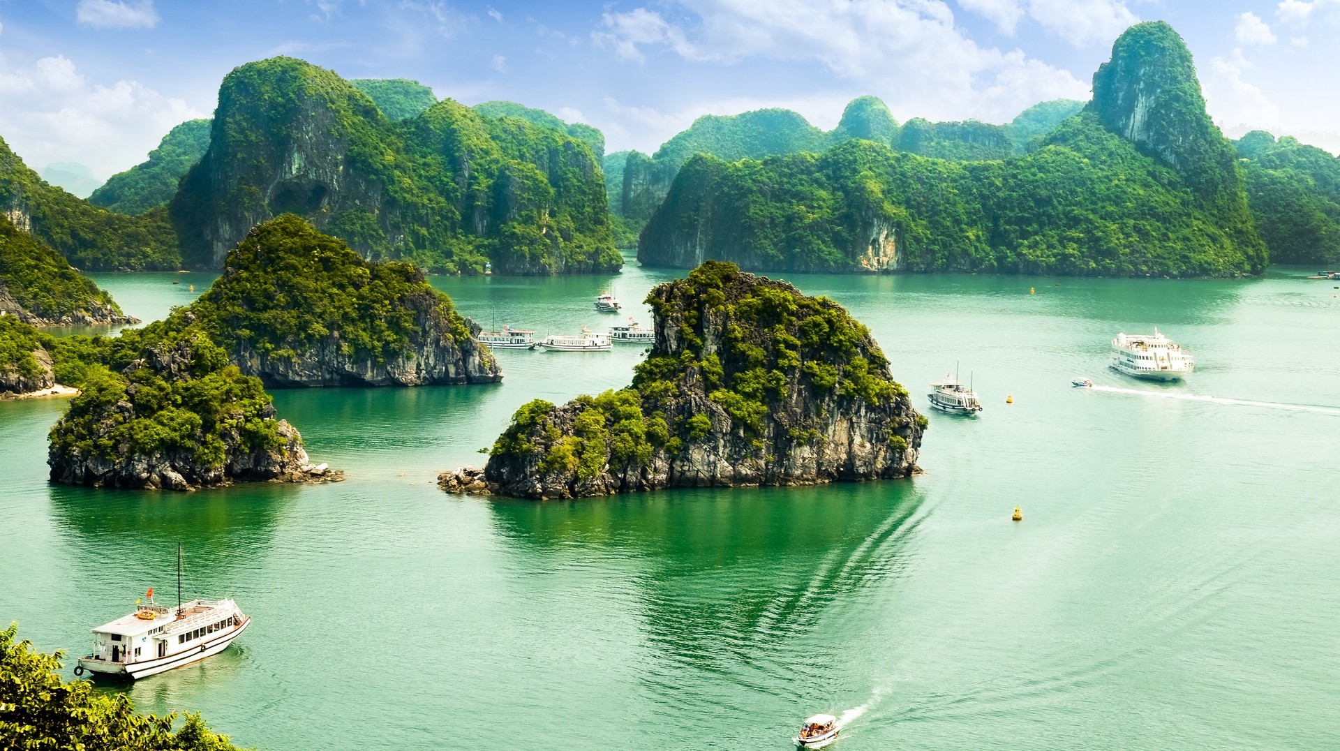 Discover the captivating beauty of Halong bay during winter in Vietnam. The view from TiTop Island in Halong Bay during winter in Vietnam.